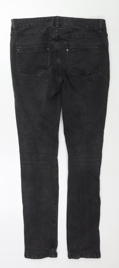 Oasis Womens Black Cotton Skinny Jeans Size 10 L28 in Regular Zip