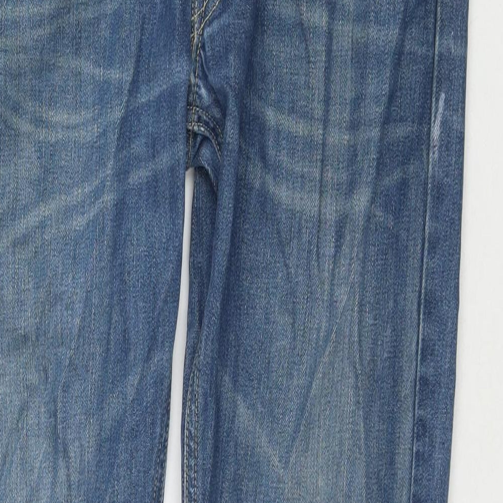 Lee Mens Blue Cotton Straight Jeans Size 32 in L32 in Regular Zip