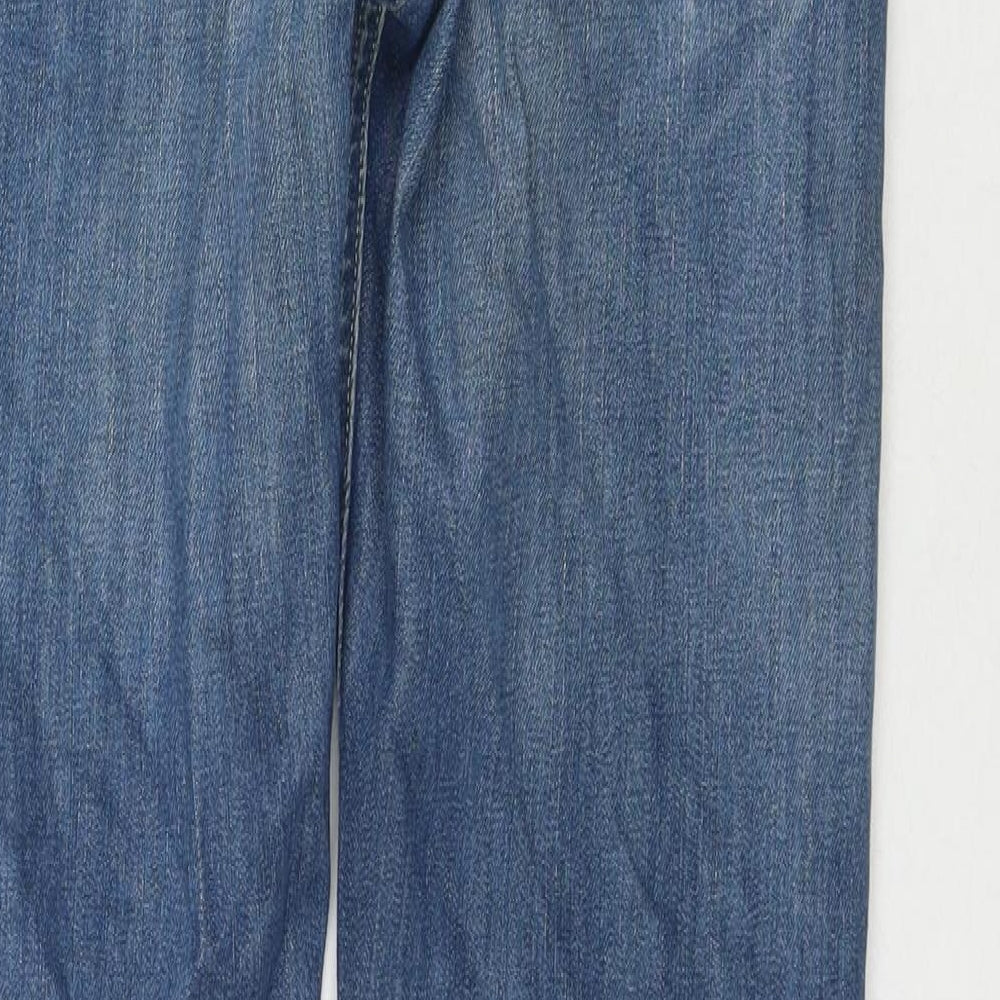 Lee Mens Blue Cotton Straight Jeans Size 32 in L32 in Regular Zip