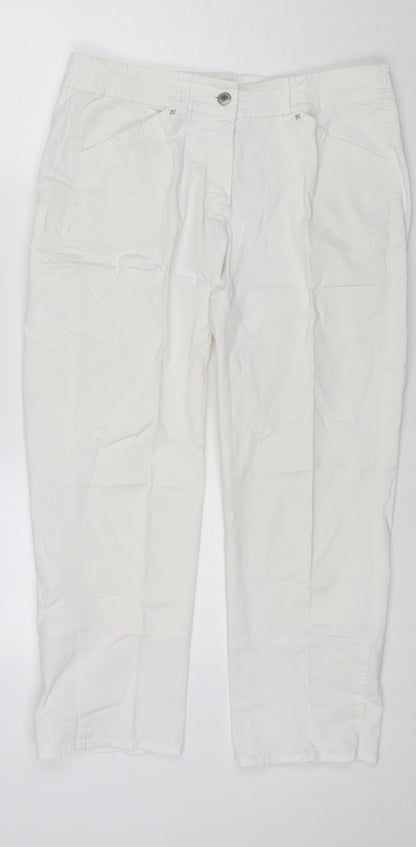 Backstage Womens White Cotton Cropped Jeans Size M L23 in Regular Zip
