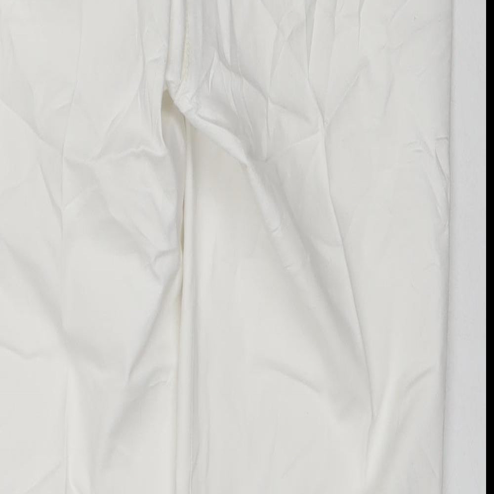 Backstage Womens White Cotton Cropped Jeans Size M L23 in Regular Zip