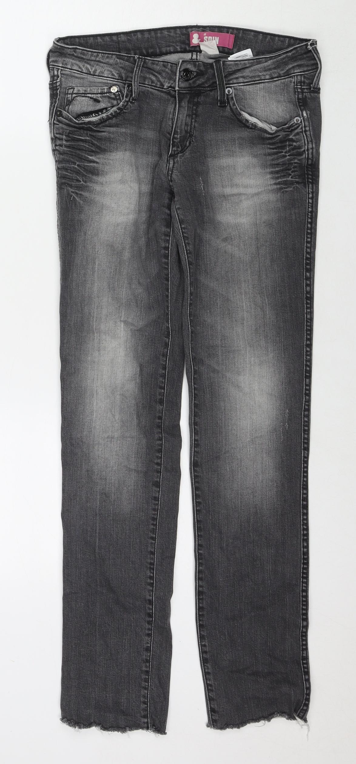 &Squin Womens Grey Cotton Skinny Jeans Size 27 in L30 in Regular Zip