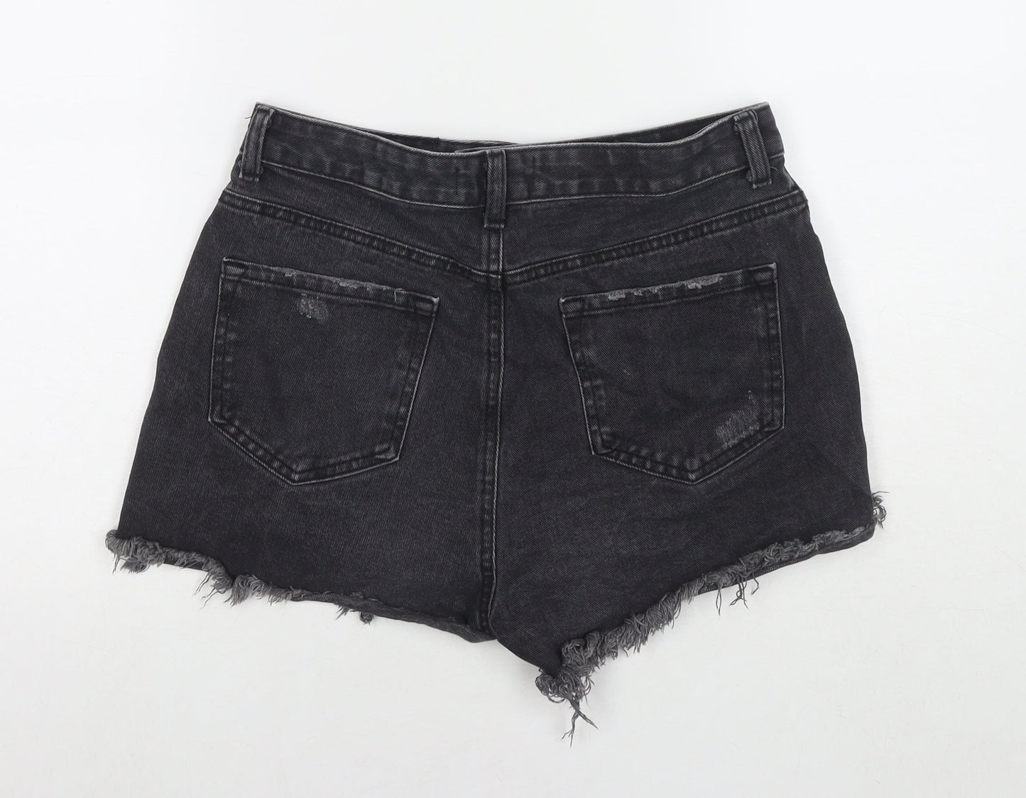 Denim & Co. Womens Black Cotton Cut-Off Shorts Size 12 L3 in Regular Zip