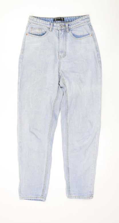 PRETTYLITTLETHING Womens Blue Cotton Mom Jeans Size 6 L27 in Regular Zip