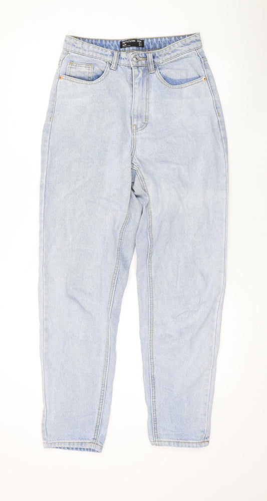 PRETTYLITTLETHING Womens Blue Cotton Mom Jeans Size 6 L27 in Regular Zip