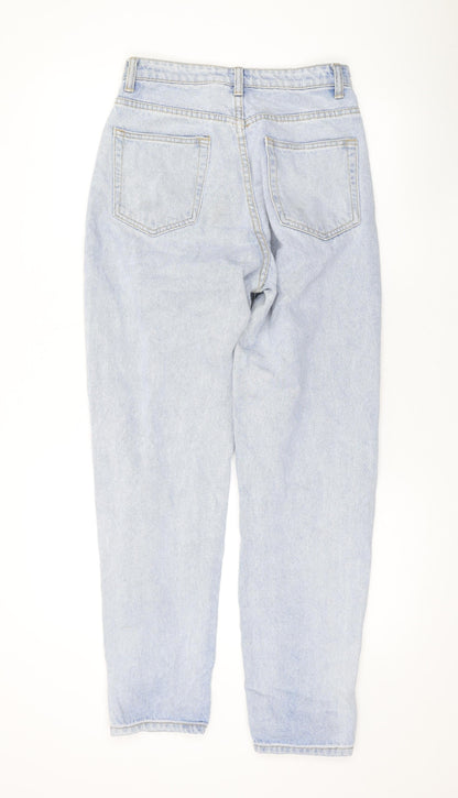 PRETTYLITTLETHING Womens Blue Cotton Mom Jeans Size 6 L27 in Regular Zip