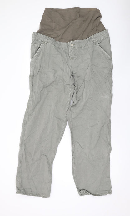 ASOS Womens Green Cotton Wide-Leg Jeans Size 12 L30 in Relaxed Button