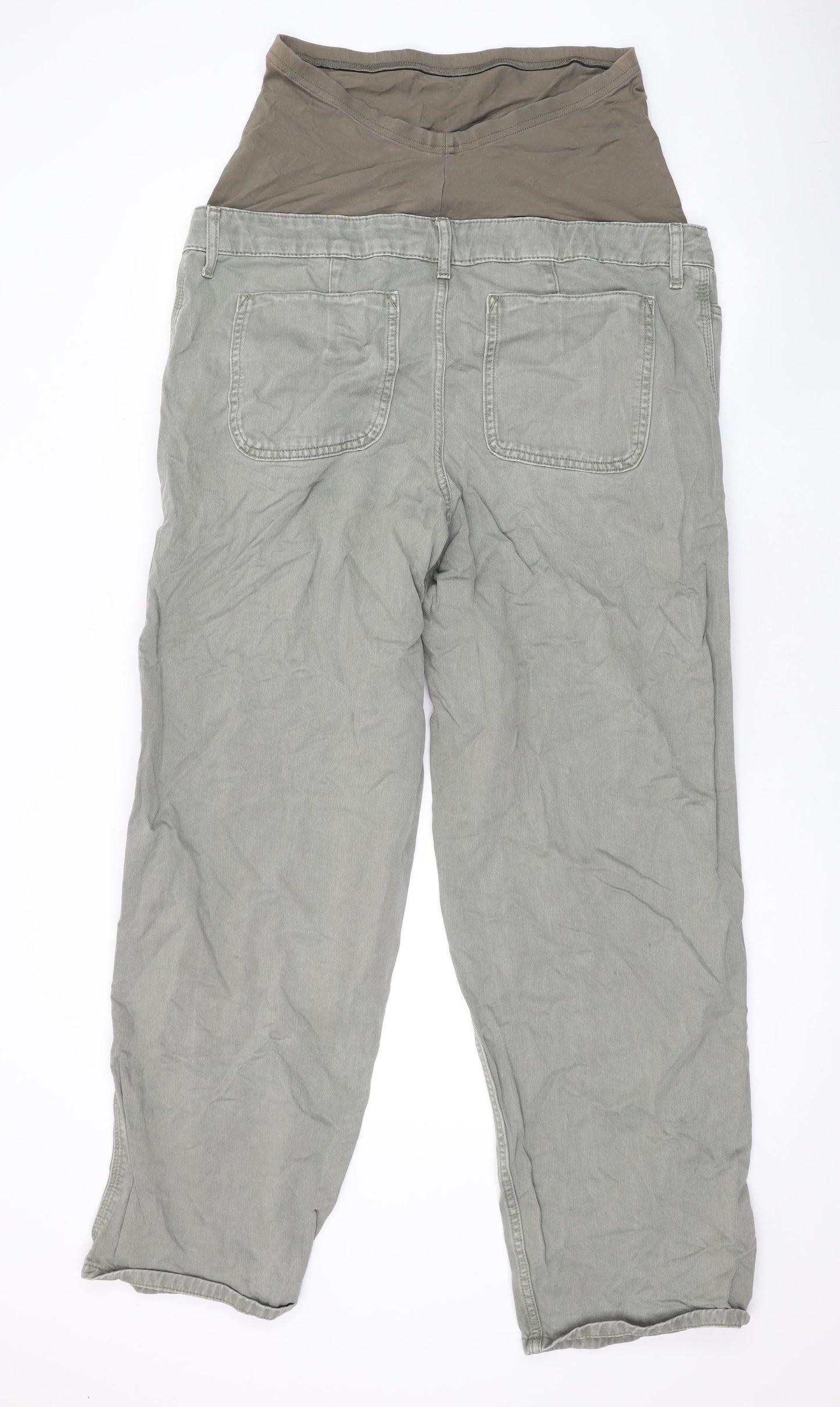 ASOS Womens Green Cotton Wide-Leg Jeans Size 12 L30 in Relaxed Button