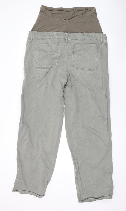 ASOS Womens Green Cotton Wide-Leg Jeans Size 12 L30 in Relaxed Button