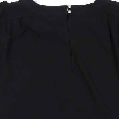 Miss Selfridge Womens Black Polyester Basic Blouse Size 6 Round Neck