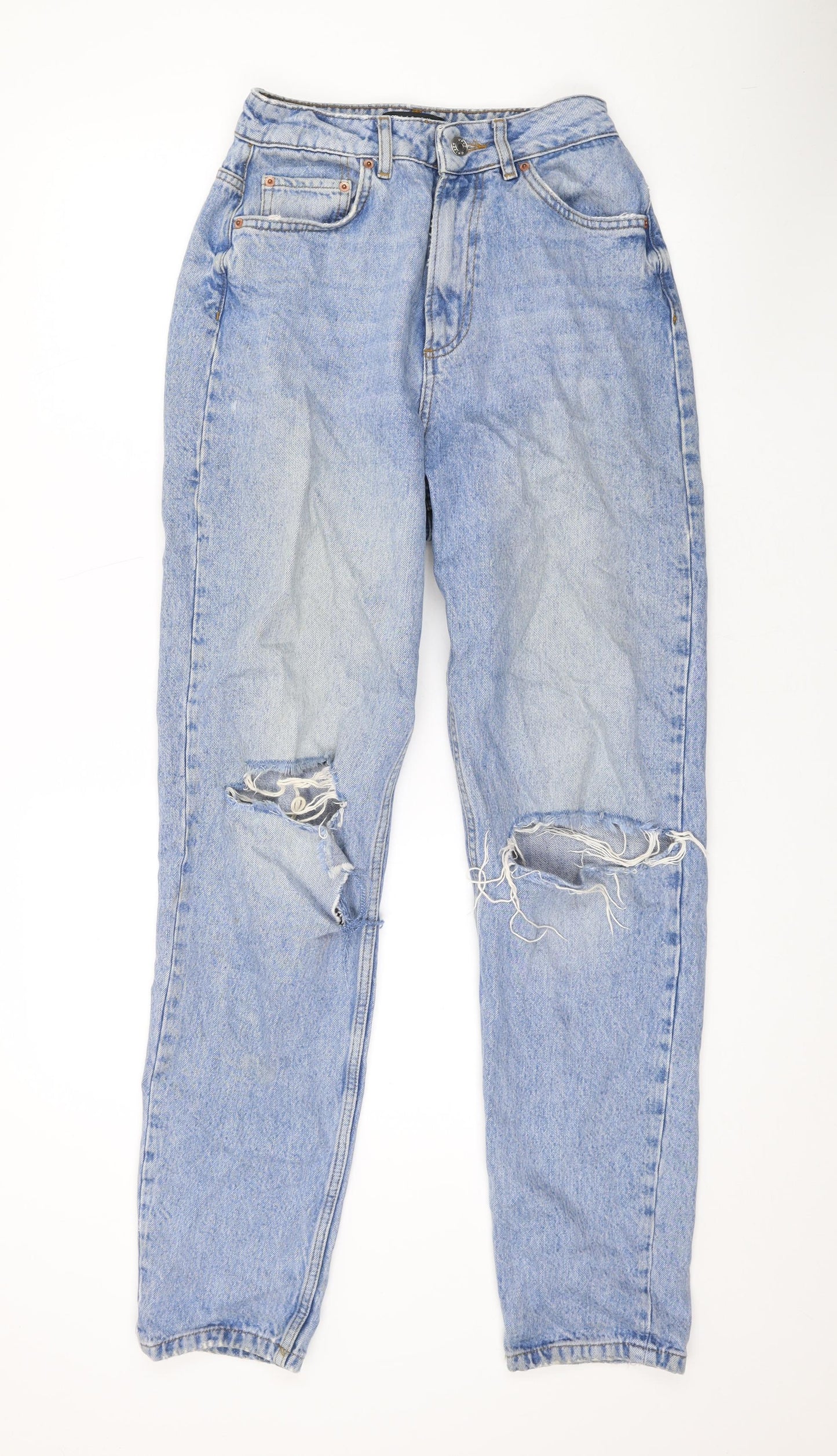 ASOS Womens Blue Cotton Straight Jeans Size 26 L31 in Regular Zip