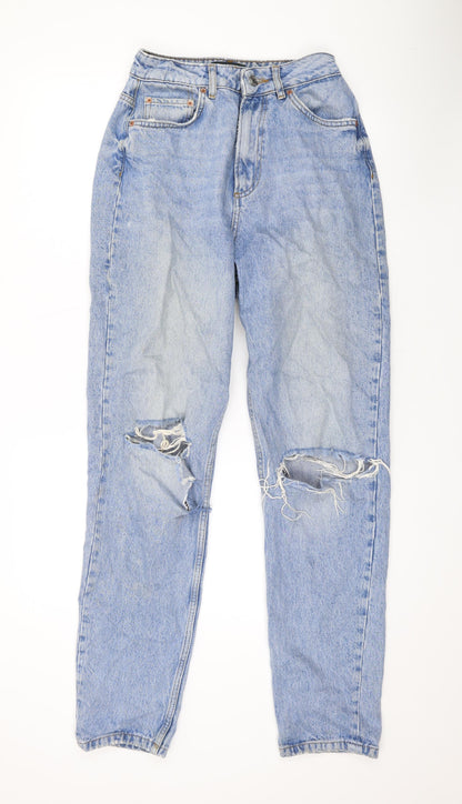 ASOS Womens Blue Cotton Straight Jeans Size 26 L31 in Regular Zip