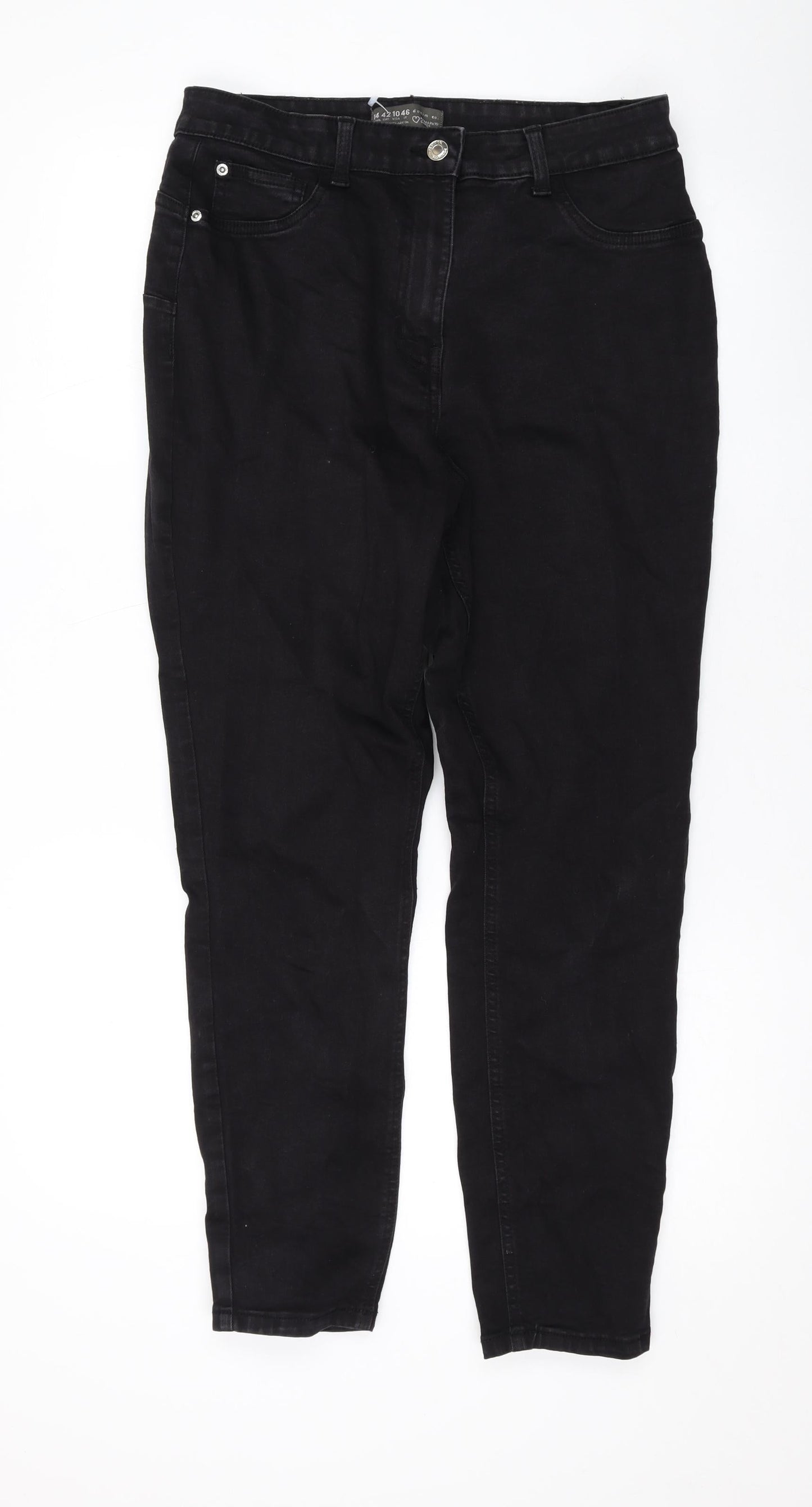 Denim & Co. Womens Black Cotton Skinny Jeans Size 14 L26 in Regular Zip