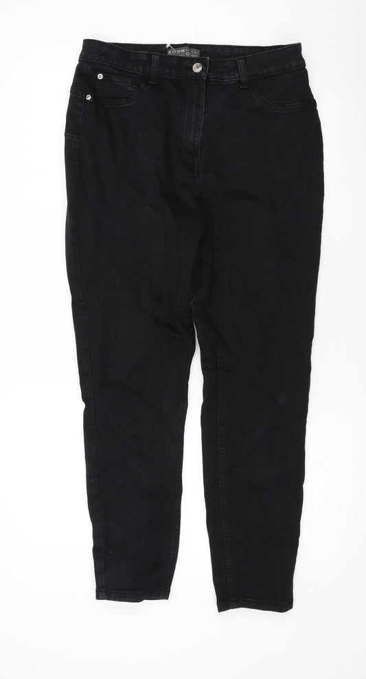 Denim & Co. Womens Black Cotton Skinny Jeans Size 14 L26 in Regular Zip
