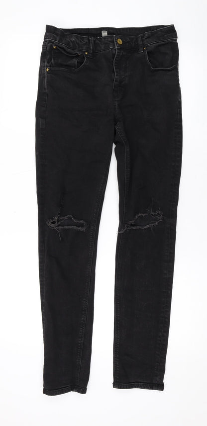 ASOS Mens Black Cotton Skinny Jeans Size 31 in L29 in Regular Zip