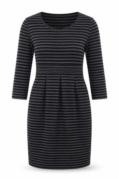 Kaliko Womens Grey Striped Polyester A-Line Size 8 Round Neck Pullover
