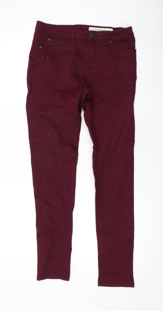 ESMARA Womens Purple Cotton Skinny Jeans Size 14 L30 in Regular Zip