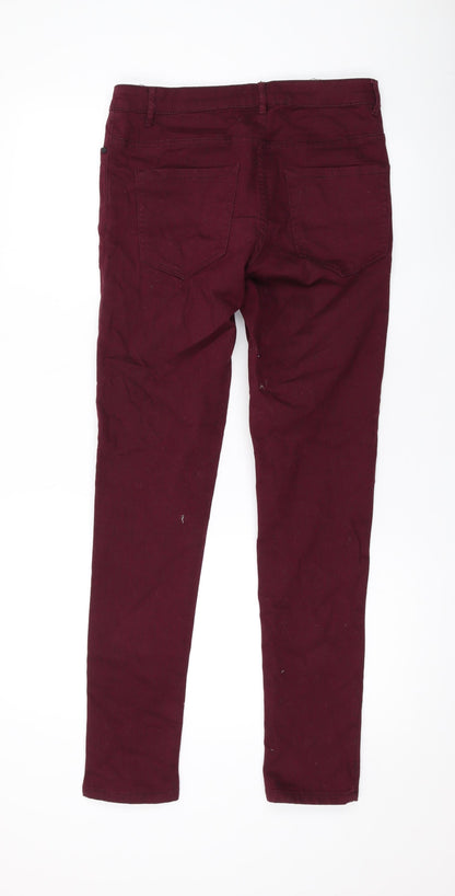 ESMARA Womens Purple Cotton Skinny Jeans Size 14 L30 in Regular Zip