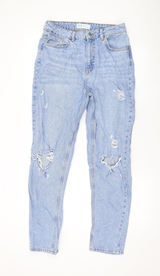 Denim & Co. Womens Blue Cotton Straight Jeans Size 10 L28 in Regular Zip