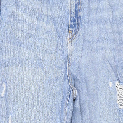 Denim & Co. Womens Blue Cotton Straight Jeans Size 10 L28 in Regular Zip