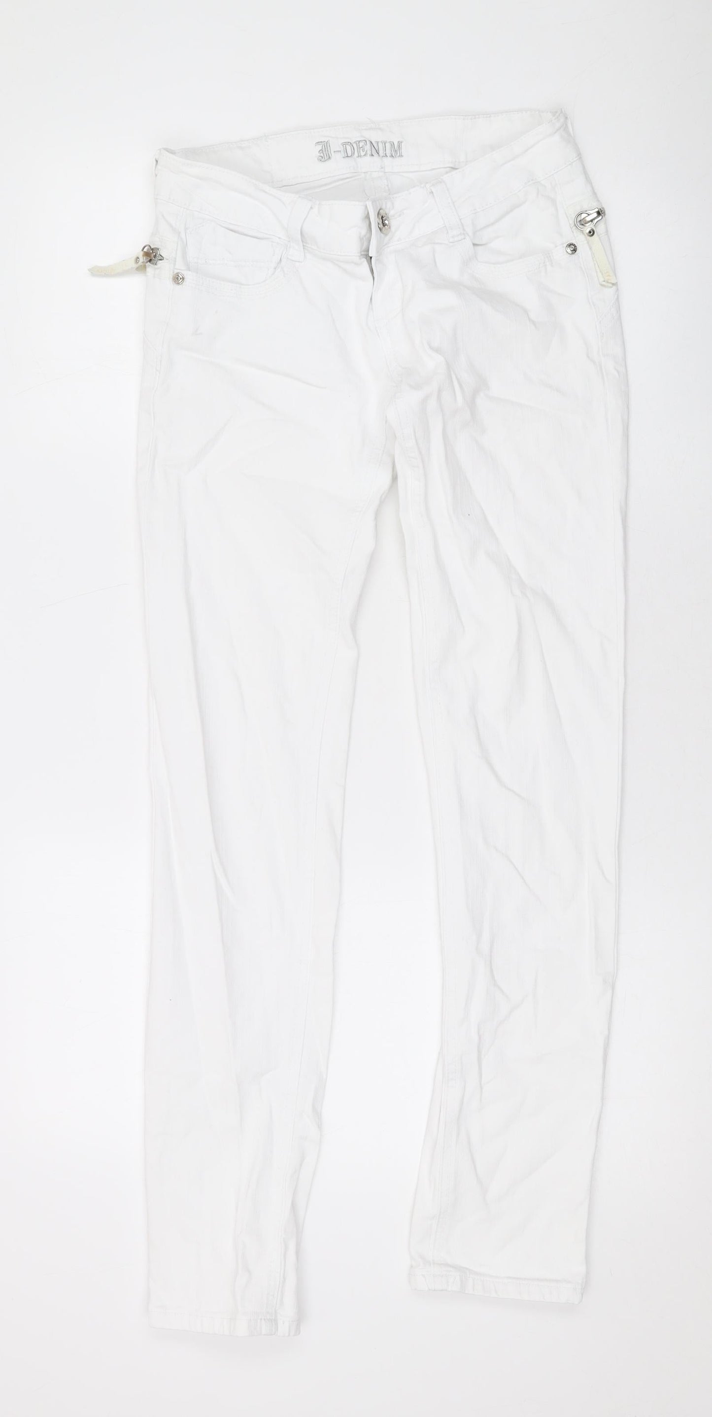 J Denim Womens White Cotton Skinny Jeans Size M L29 in Regular Zip