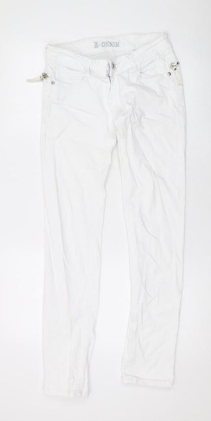 J Denim Womens White Cotton Skinny Jeans Size M L29 in Regular Zip