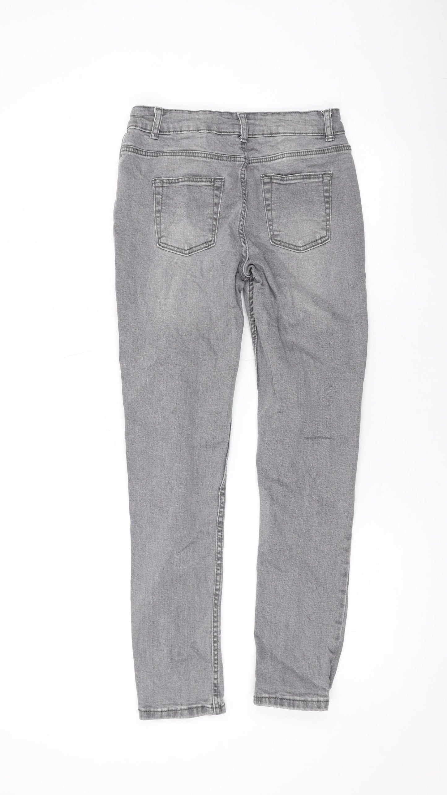 Denim & Co. Girls Grey Cotton Skinny Jeans Size 11-12 Years L26 in Regular Zip