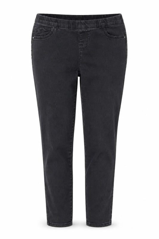 Front view of Denim & Co. women’s black cotton jegging jeans, size UK 10, 28-inch leg regular