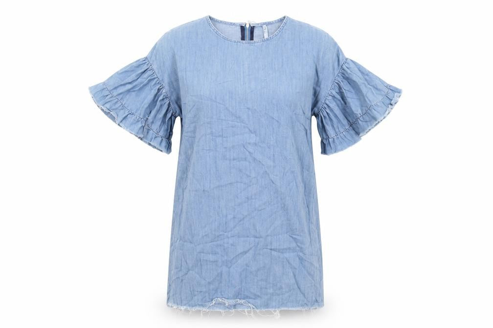 Zara Womens Blue Cotton A-Line Size M Round Neck Zip