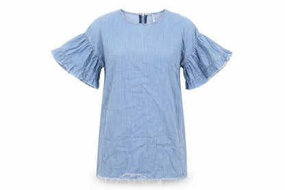 Zara Womens Blue Cotton A-Line Size M Round Neck Zip