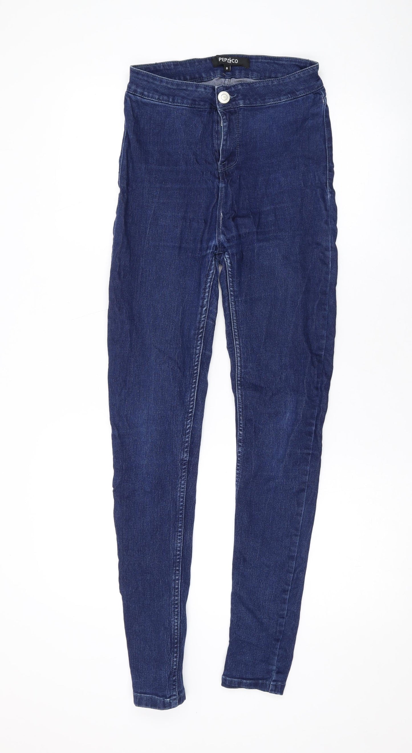 Pep&Co Womens Blue Cotton Skinny Jeans Size 8 L27 in Regular Zip