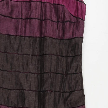 Precis Petite Womens Purple Striped Linen Pencil Dress Size 10 Boat Neck Zip - Lined