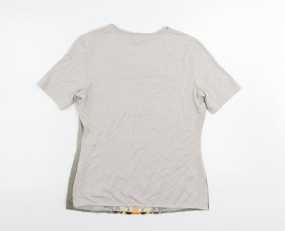 Gerry Weber Womens Grey Floral Polyester Basic T-Shirt Size 10 Round Neck