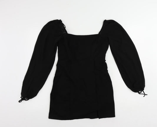 FOREVER 21 Womens Black Polyester Mini Size M Square Neck Zip