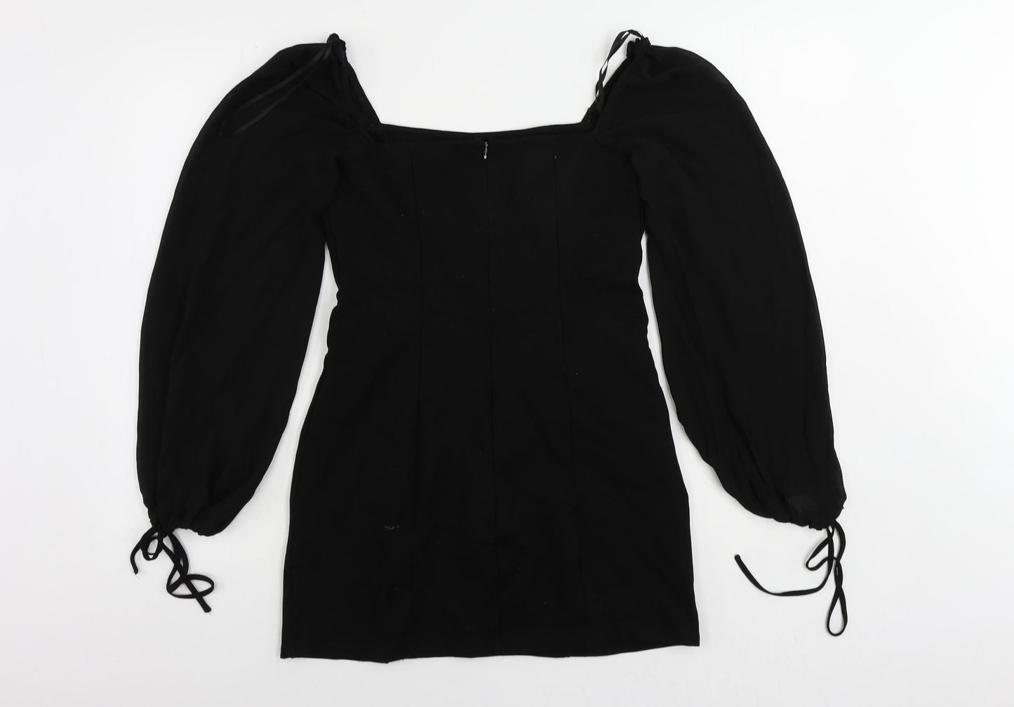 FOREVER 21 Womens Black Polyester Mini Size M Square Neck Zip