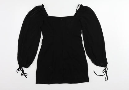 FOREVER 21 Womens Black Polyester Mini Size M Square Neck Zip