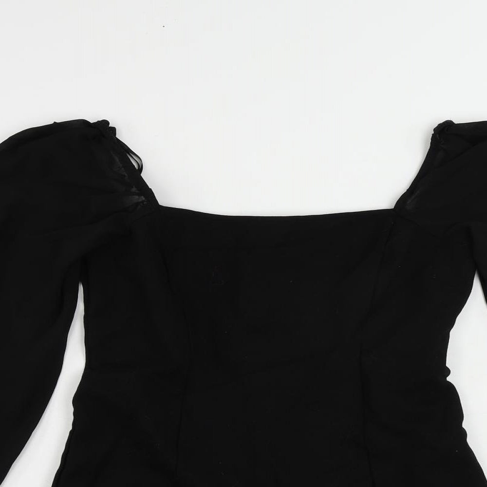 FOREVER 21 Womens Black Polyester Mini Size M Square Neck Zip