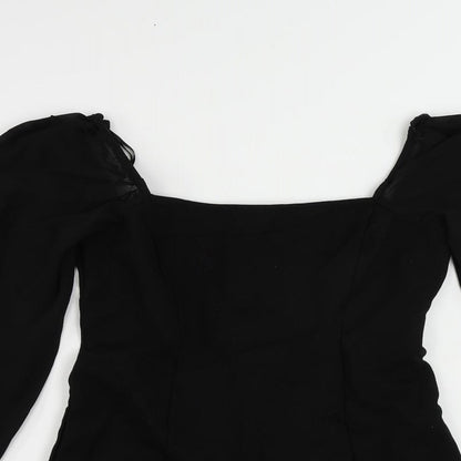 FOREVER 21 Womens Black Polyester Mini Size M Square Neck Zip