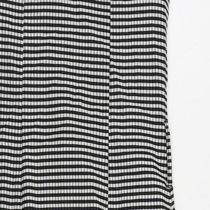 Marks and Spencer Womens Black Check Polyester Pencil Dress Size 12 Boat Neck Zip