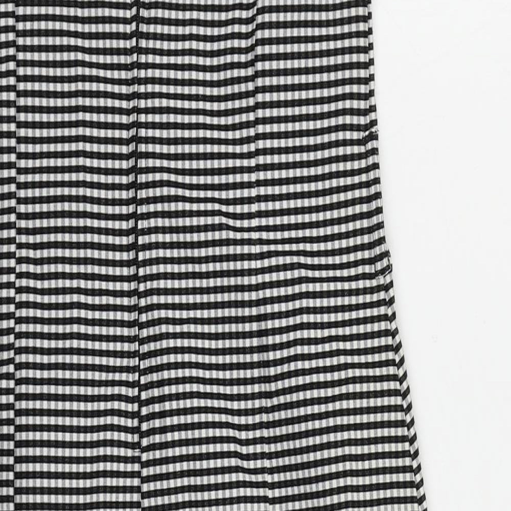 Marks and Spencer Womens Black Check Polyester Pencil Dress Size 12 Boat Neck Zip