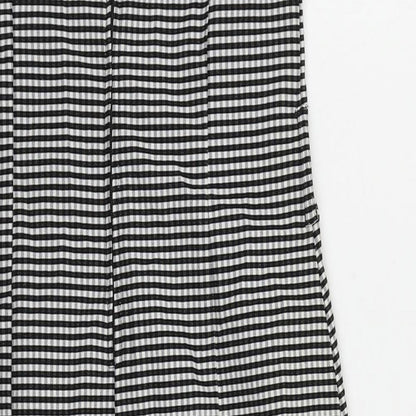 Marks and Spencer Womens Black Check Polyester Pencil Dress Size 12 Boat Neck Zip