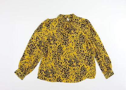 Womens UK Size 14 Blue chameleon Yellow Basic Blouse