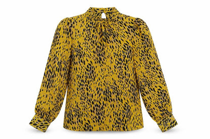 Womens UK Size 14 Blue chameleon Yellow Basic Blouse