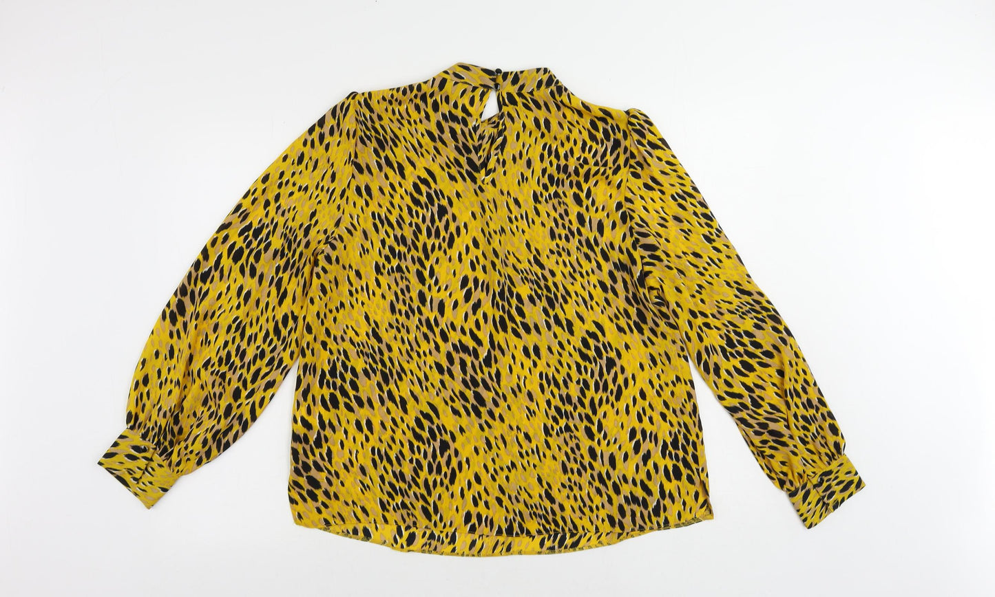 Womens UK Size 14 Blue chameleon Yellow Basic Blouse