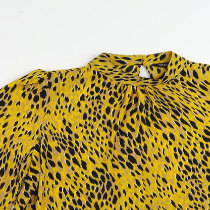 Womens UK Size 14 Blue chameleon Yellow Basic Blouse