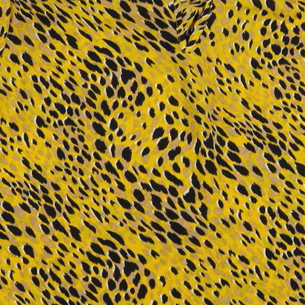 Womens UK Size 14 Blue chameleon Yellow Basic Blouse