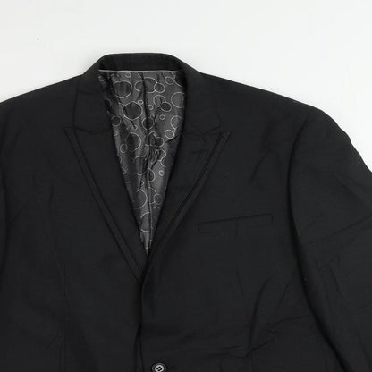 1860 Menswear Mens Black Polyester Jacket Suit Jacket Size 42 Regular