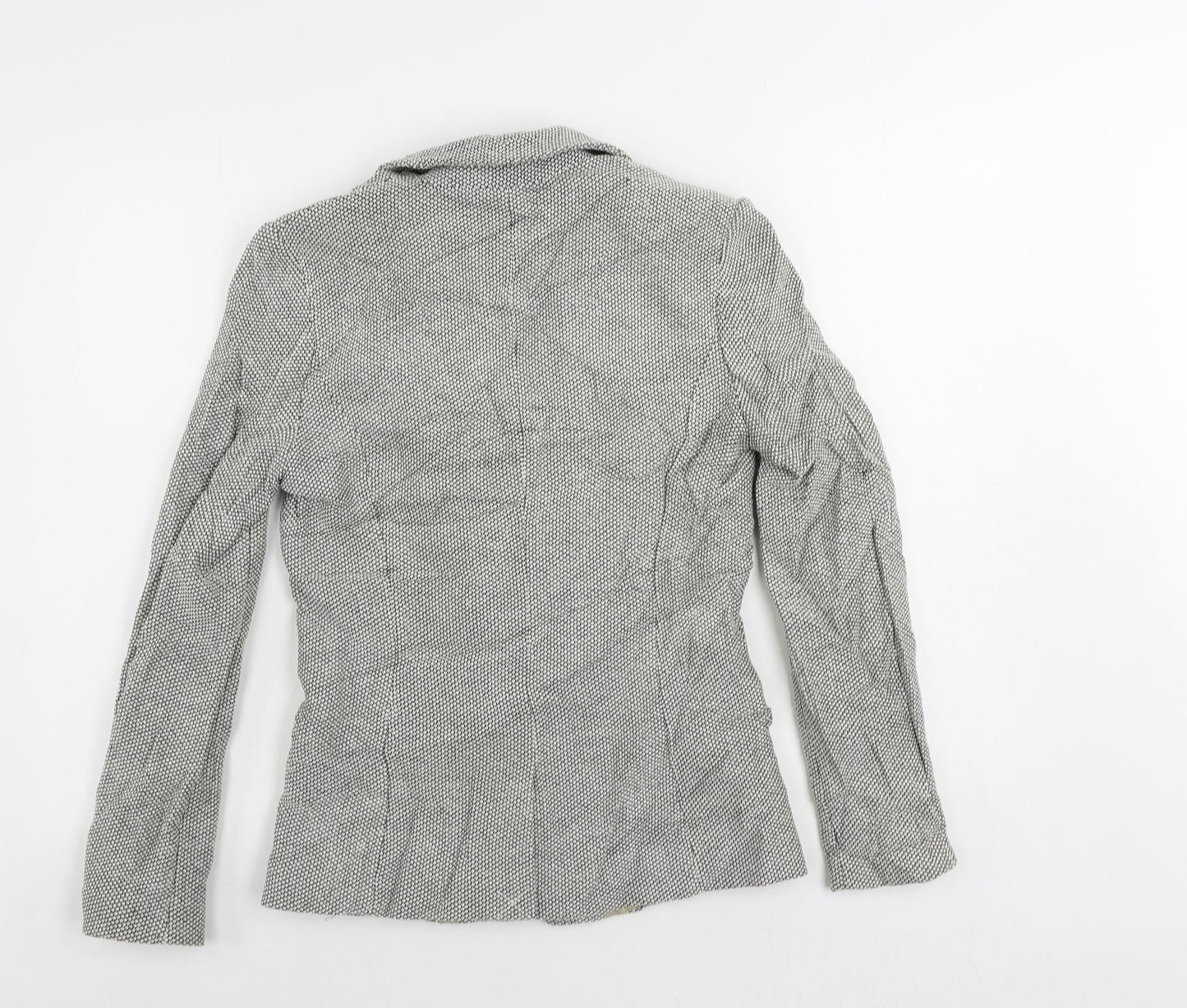 H&M Womens Grey Geometric Jacket Blazer Size 10 Button