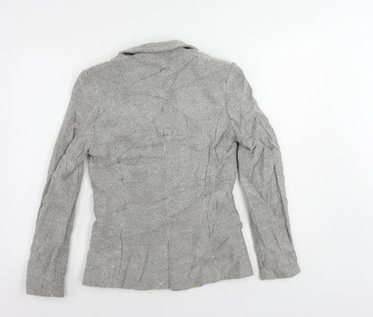 H&M Womens Grey Geometric Jacket Blazer Size 10 Button