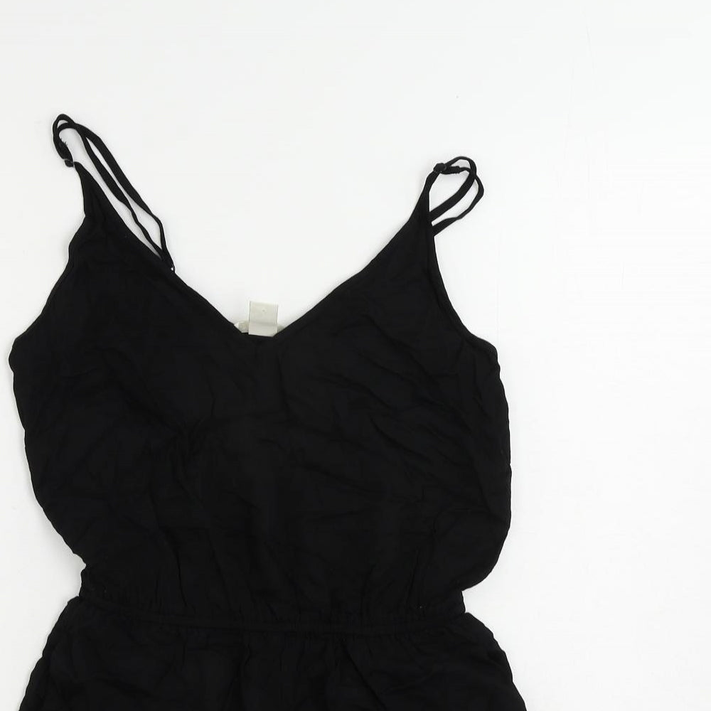 H&M Womens Black Viscose Playsuit One-Piece Size 6 Pullover - Elastic Waist